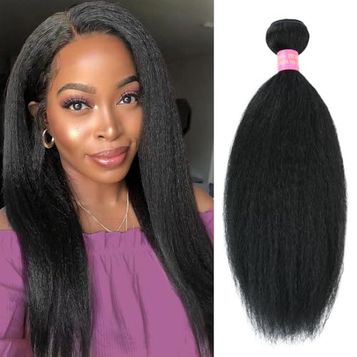 Single Bundle Human Hair 22 Inch Kinky Straight...