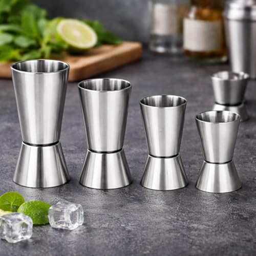 Image of Aquasleri Stainless Steel Double Sided Peg Measure Set | 15-30ml 20-40ml 25-50ml 30-60ml Jigger | Premium Bar Measuring Tool | Food Grade Rust Proof Cocktail Measure for Home Bar & Kitchen