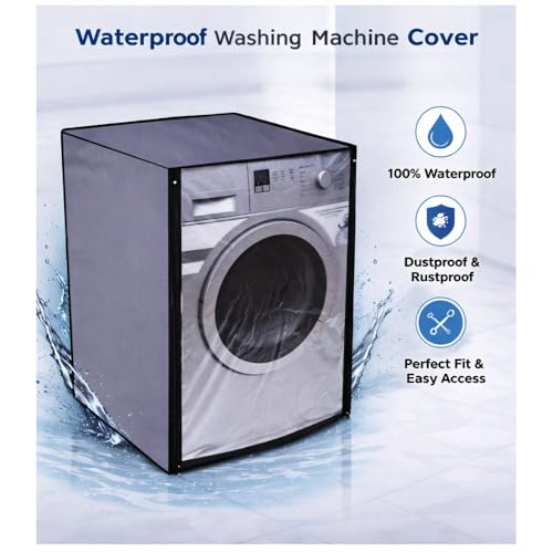 Image of Nitasha Front load Waterproof Washing machine cover Compatible for Samsung 9 Kg Fully Automatic with AI Control, T Series WW90T604DLN /TL (Grey Colour)