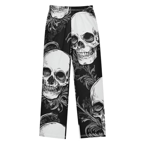ZZXXB Skull Swirl Boys Long Pants Soft Trousers Elastic Waist Kids Lounge Bottoms with Pockets S-XL