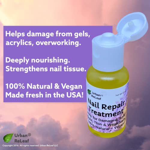 Urban Releaf Nail Repair Treatment ! Help For Damaged, Soft, Split, Thin & Weak Nails. 100% Natural Oils. Vegan. Helps Growth After Damage. Nourish & Condition Cuticles. Proudly Made In The Usa. #TOP1