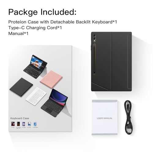 Image of JUQITECH Trackpad Keyboard Case for Samsung Galaxy Tab S10+ 12.4 2024 S9 FE+ S9+ 12.4 Inch 2023, Tablet Protector Case Kickstand Magnetic Detachable Wireless Touchpad 7 Colors Backlit Keyboard