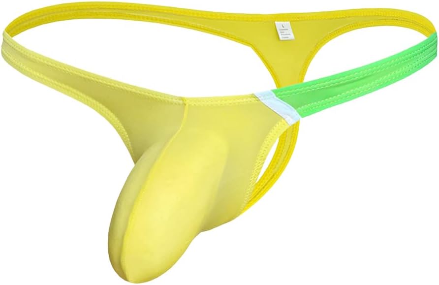 COMLIFE Men's Sexy Low Waist Semi-transparent Ice Silk Panties Fashion Colorblocking Thongs - Image 3