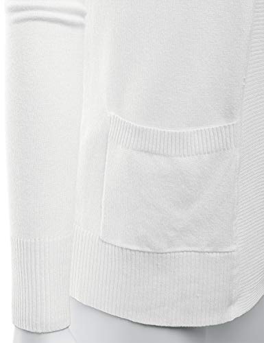 Lalabee Women's Open Front Pockets Knit Long Sleeve Sweater Cardigan-White-Xl #TOP4