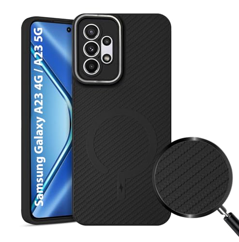 Image of LIRAMARK Rugged Carbon Fibre TPU Armor Silicone Back Cover Case for Samsung Galaxy A23 4G / A23 5G