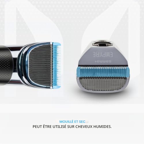 GAMMA+ Empyre Tondeuse à Cheveux Professionnelle Homme, Clipper avec Moteur Rotatif à 3 Vitesses, Lame en Céramique Blanche, 300 Minutes d'autonomie sans fil, 4 Peignes, Bouton Lame Réglable – vue 3