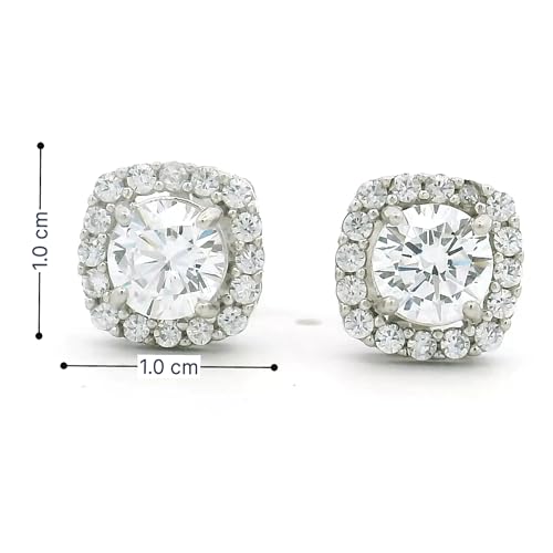 Image of 925 Sterling Silver Stud Earrings for Women | Cubic Zirconia Solitaire Ear Studs | Lightweight Hypoallergenic Anti-Tarnish Daily Wear Jewellery | Gift for Girls, Wife, Girlfriend, Mother, Sister | Birthday, Anniversary, Rakhi