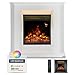 Produktbild Juskys Elektrokamin 1000/2000 W mit Heizung, Kaminfeuer, Flammeneffekt, Fernbedienung, LED Beleuchtung & Timer - Elektrischer Kamin Eckkamin weiß