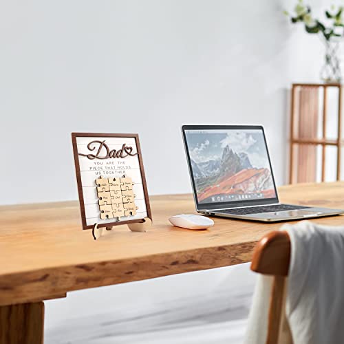 Dad & Children Name Puzzle Piece Diy Sign Plaque(8''X10''), You Are The Piece That Holds Us Together Wooden Table Decor, Father's Day Gift Rustic Artwork Desk Decoration #TOP2