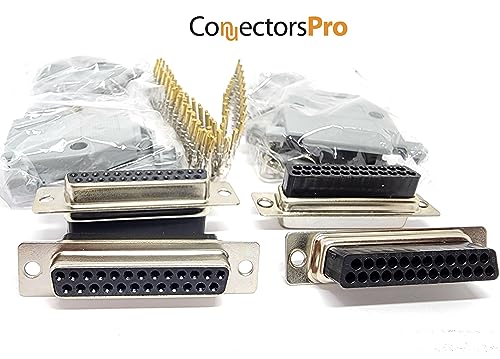 Kit 4 sets conector DB25 hembra con capuchas y 100 pines miniatura 2