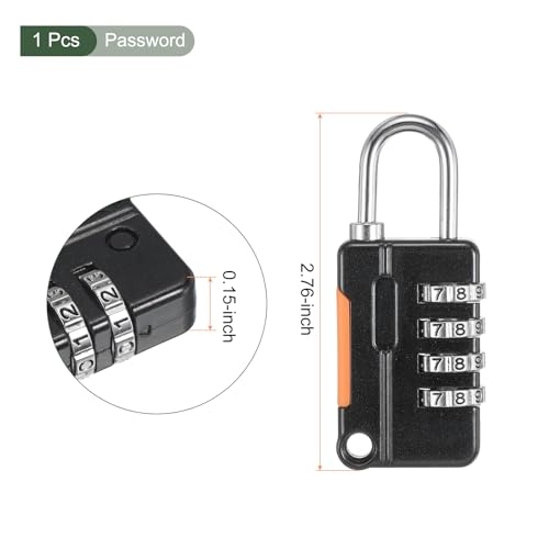 Image of YOKIVE 1 Set 4 Digit Combination Lock with Security Cables, Outdoor Padlock Steel Lock Chains | Great for Lockers Baggage Bikes (Black, 6.5Ft)