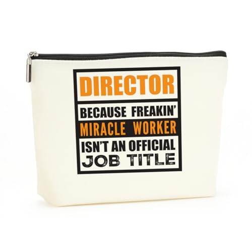 Funny Director Makeup Bag Inspirational Director Gifts Miracle Worker Cosmetic Bag Travel Accessories Birthday Christmas Thank You Appreciation Retirement Gifts for Women Actress Coworker Survival Kit