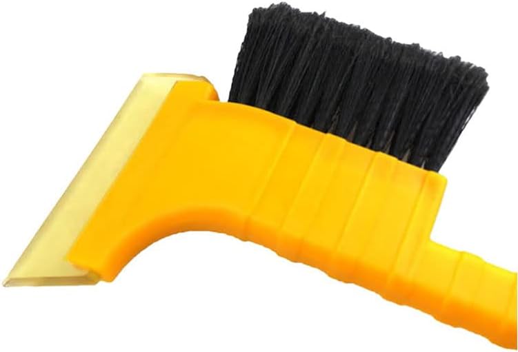 SagaSave Ice Scraper Snow Scraper Windshield Scraper for Cars and Trucks Plastic Handle Nylon Brush Remove Frost and Snow Yellow