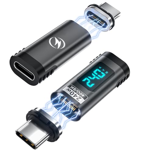 HanCenDa 240W Digital Display USB C Magnetic Adapter 2Pack, 24Pin gerade USB C -Leistungsmesser -Tester, Support -Spannung, Strom- und Leistungs intelligent