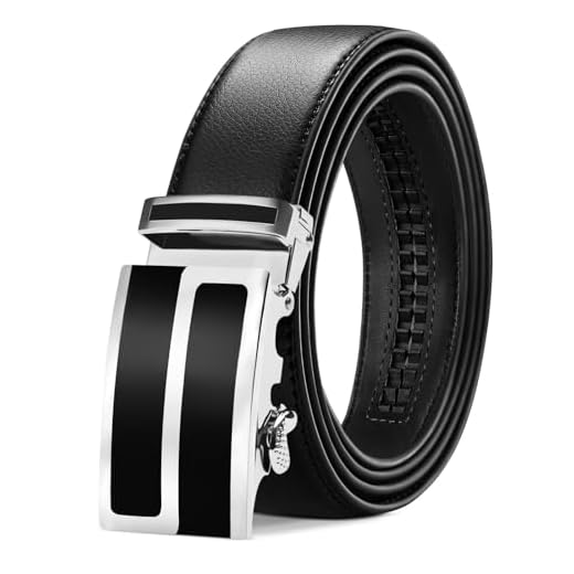 TANGCHAO Gürtel Herren Ledergürtel Ratsche Automatikschließe Business Anzug Gürtel 35mm Breit Schwarz Verbessertes Material 2-HEI-ZD 115CM