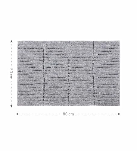 Image of Obsessions Soft & Plush Bath Mat | Quick Dry, Stain & Skid Resistant | Luxuriously Soft, Long Lasting Color | TPR Latex Backing, Size 50x80 cm, Silver & Grey