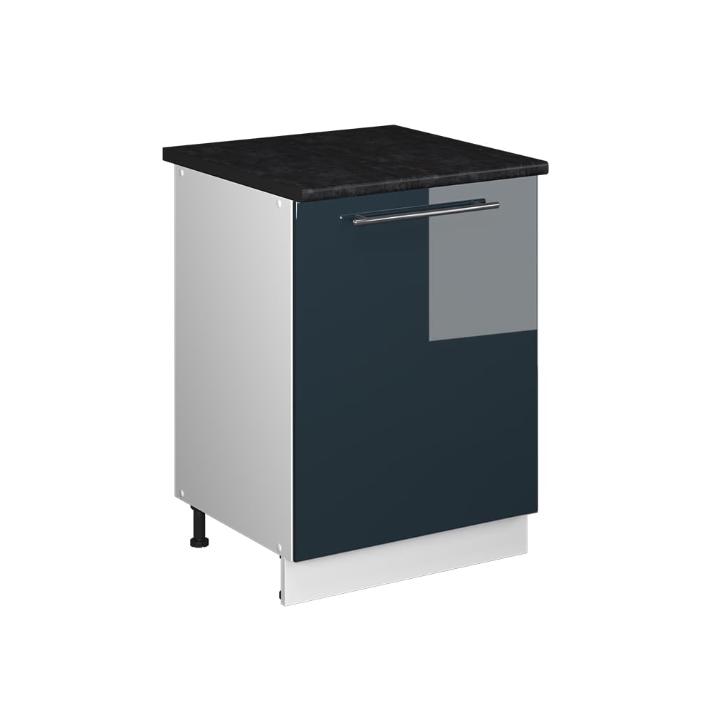 Vicco Kitchen base cabinet Fame-Line, Dark blue high gloss/White, 60 cm โ image 1