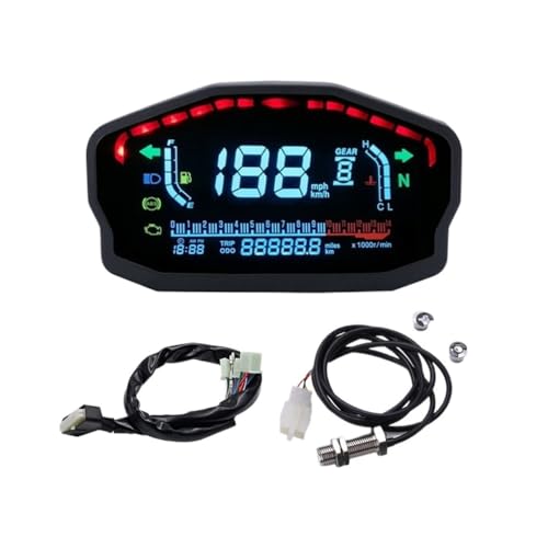 AZSUL Drehzahlmesser Universal Tacho Motorrad Instrument Digital Kilometerzähler Für Die Meisten Motorrad Panel Meter