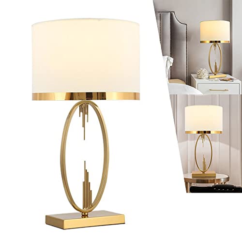 Lampada da tavolo Moderno colore Oro, in Metallo Cucina (E27) di lampada da tavolo in tessuto Paralume il giro tondo Creativa nordico con interruttore Comodino Camera da Letto Soggiorno Hotel