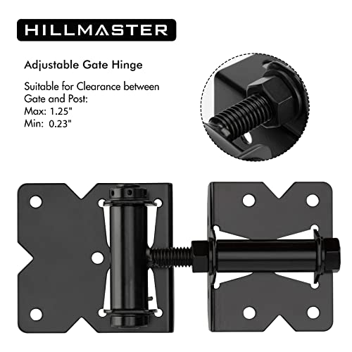 2 Pack Self Closing Gate Hinges For Wooden Fences Heavy Duty Solid Vinyl Fence Gate Closer Hinges With 22 Screws Swing Adjuster Tool 90 Degree Tension Boerboel Gate Hardware Kit Black Finish #TOP3