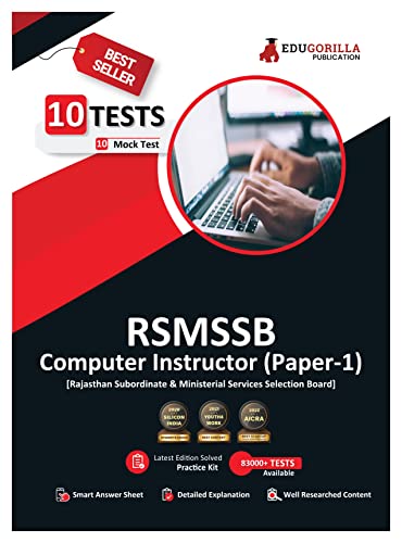 Image of RSMSSB Rajasthan Computer Instructor Paper 1 Book 2024 (English Edition) - 10 Full Length Mock Tests (1000 Solved Questions) with Free Access to Online Tests