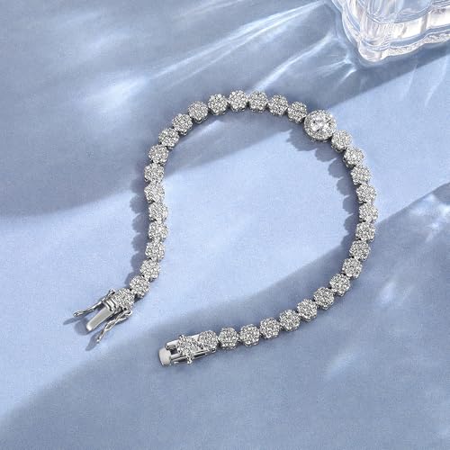 Gemsme Tennis Bracelets for Women and Men, 18k White Gold Plated Cubic Zirconia Tennis Bracelet for Women, Suitable for Everyone Size 6-8 Inch4