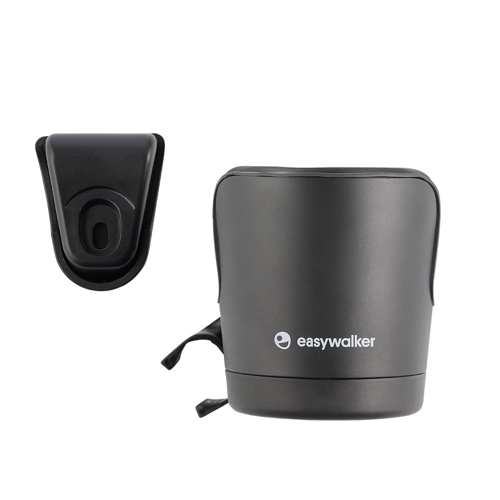 Easywalker Cup Holder, universal for Pushchairs and Buggies, Easy to Attach and Remove, for Warm and Cold Drinks - Black