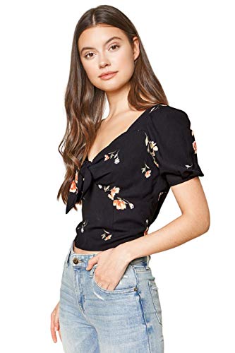Image of Sugar Lips Women's Girls Just Want to Have Fun Floral Print Tie Front Top