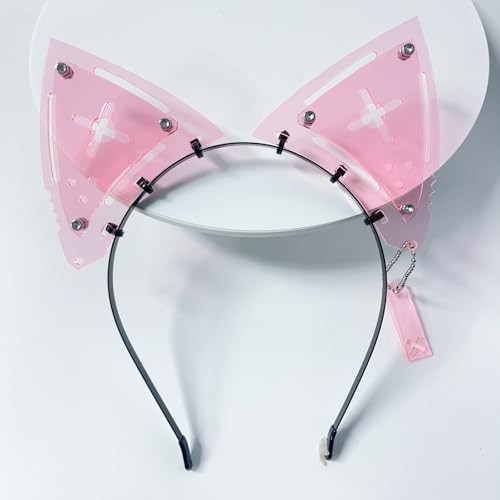 QUICOMP Cyberpunk Colorful Ear Hairband Fish Bone Hair Accessories COS Props (X Pink) — view 2