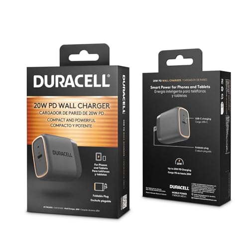 DURACELL 20W PD Folding Wall Plug | USB-C Wall Charger | Excellent for Charging Your Smart Phone |...