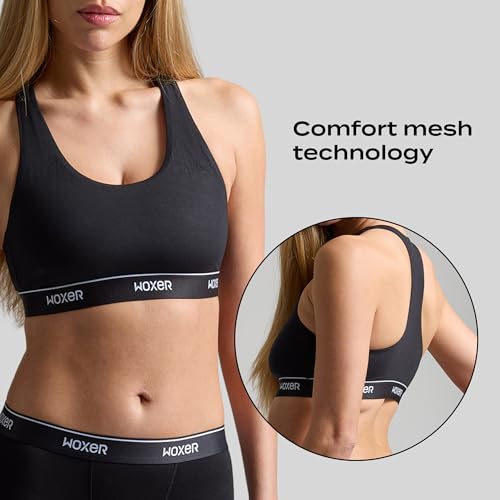 Image of Woxer Boss Bralette for Women - Wireless, Seamless Racerback - Modal Sports Bra, Lounge, Sleep Bralette, Wireless Bra