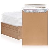 MotiMind 50 Pcs Comic Book Mailers Ship Envelopes Box 8.27 x 11.42 Inches with Bubble Protector, Flat Rigid Brown Kraft Paper Mailers with Self Adhesive Seal for Shipping Photos, Magazines