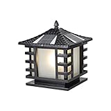 DAHGEO LED Solar Column Lights Sensor Outdoor Post Lights with Power Base 2 Modes Die-Casting Alumin