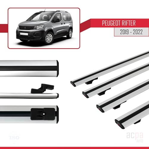 Barres de toit railing Peugeot Rifter 2019-2022 aluminium porte-bagages