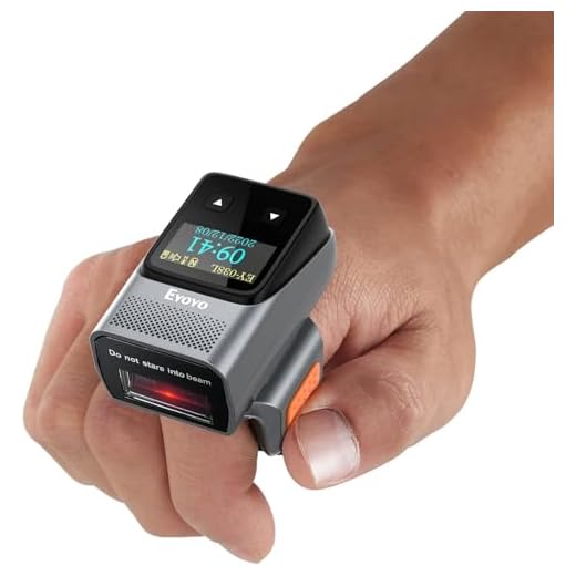 Eyoyo Wearable Bluetooth Ring Barcode Scanner with Display, Mini Wireless Finger Bar Code Scanner Reader Inventory Compatible with iPad iPhone Android, Left&Right-Handed Use, Fast&Accurate Scanning