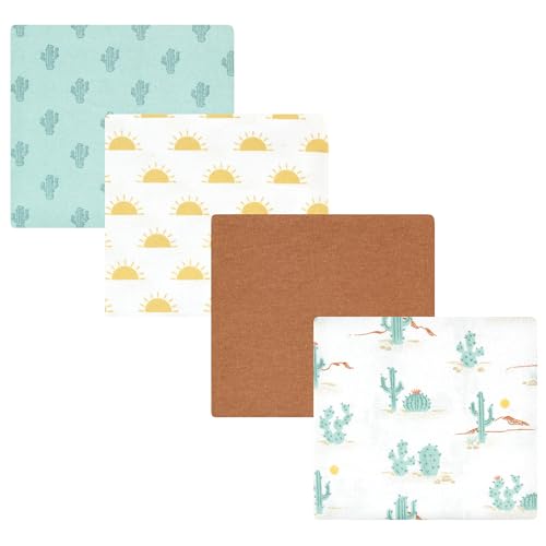 Image of Hudson Baby Unisex Baby Cotton Flannel Receiving Blankets, Desert Cactus, One Size