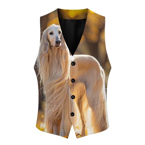 Afghan Hound With Long Hair Novelty Men's Suit Vest Casual Formal Dress Vests Business Waistcoat3