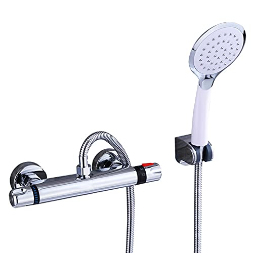 Robinet de baignoire thermostatique mural avec douchette à main haute pression