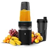 Cecotec Batidora de Vaso Individual PowerTitanium 1000 Push2Go. 1000W, Cuchilla Acero Inox 6 Hojas, 2 Vasos 700ml con Tapas, Libre BPA, Piezas Desmontables, Resultados Profesionales