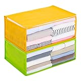 アストロ 衣類収納ケース 2枚組 通気性の良い不織布がホコリなどの汚れをガード 中身の見える透明窓付き 三方開きのファスナーで出し入れしやすい 衣装ケース 洋服 衣類 小物 収納ボックス 蓋付き クローゼット 押入れ 保管 ほこり 対策 オレンジ グリーン 619-31