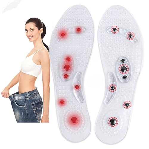 Plantillas Adelgazantes Magneticas,Plantillas Ortopédicas para Hombres y Mujeres,Mejorar La Circulación Sanguínea,Prevención de la Fascitis Plantar Mejora la Calidad (Size:S(35-40),Color:transparente)