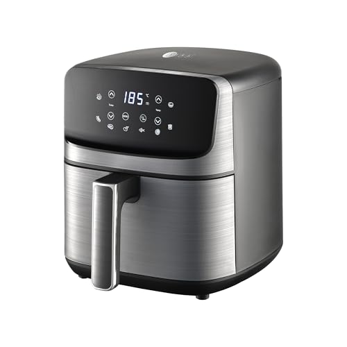 AFRA 4.5L Air Fryer 1200W, Small Compact Digital Air Fryer, LED Touch Control, 8 Presets, Non-Stick Basket, Adjustable 80–200°C, Oil-Free Cooking, Grey