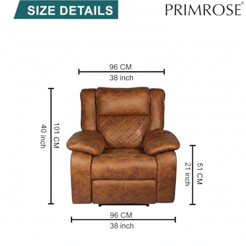 Image of Primrose Christie Single Seater 1R Manual Recliner Sofa | Recliner for Living Room Bedroom & Home Office (Tan)