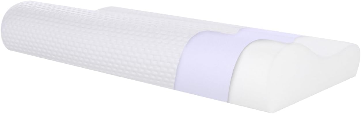 SUQ I OME Slim Sleeper-Thin Memory Foam Neck Pillow for Sleeping, 2.3'' to 3.1 '' Height, Ultra Thin & Low Cervical Profile, Soft(19.6x11.8x3.1/2.3 inch)