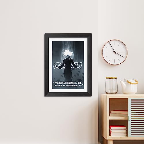 Image of TenorArts Goku Poster Draqon Ball Anime Quotes Laminated Photo Frame Painting with Matt Finish Black Textures (12 inches x 9inches)