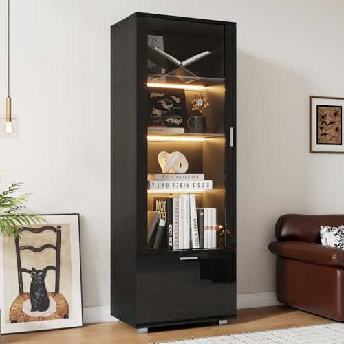 OLIVIBED Vitrina de cristal con LED brillante