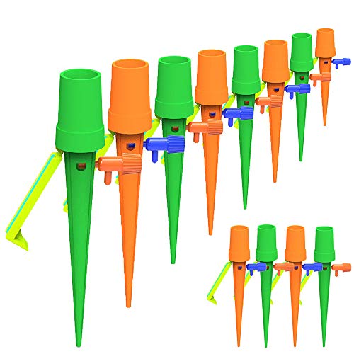 Impianto di irrigazione automatica, sistema di innaffiamento a goccia, 12 pezzi, con staffa anti-inclinazione, valvola di controllo a rilascio lento per giardino, piante da interni ed esterni
