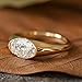 SilverQ Classic Dome Style East To West Oval Diamond Ring for Women 14K Yellow Gold Plated Half Bezel Set Solitaire Engagement Ring 925 Sterling Silver Handmade Wedding Anniversary Jewelry Gift