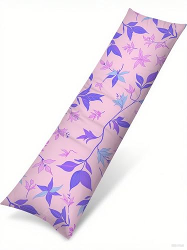 Funda Cojin 50x150 Planta Suave Terciopelo Rectangular Cojin Embarazada, Cojines Sofa con Cremallera Invisible, Lila Otoño Fundas Cojines, Hogar Salon Dormitorios Decorativas Fundas Almohadas J-500