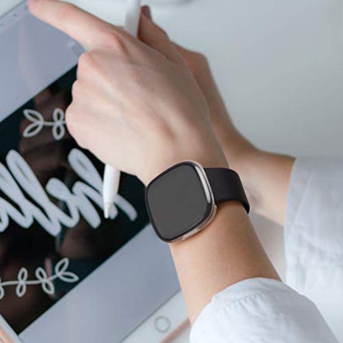 [4 Pack] Screen Protector Case Compatible For Fitbit Sense 2 / Fitbit Versa 4, Slim Fit Full Protective Cover Shockproof Bumper Glossy Soft Tpu Sense 2 Smartwatch Case Cover (Black+Black+Clear+Clear) #TOP6